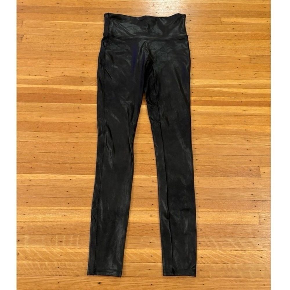 Spanx black faux leather leggings size small